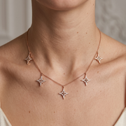 925 Sterling Silver Star Shape Necklace with Adjustable Length